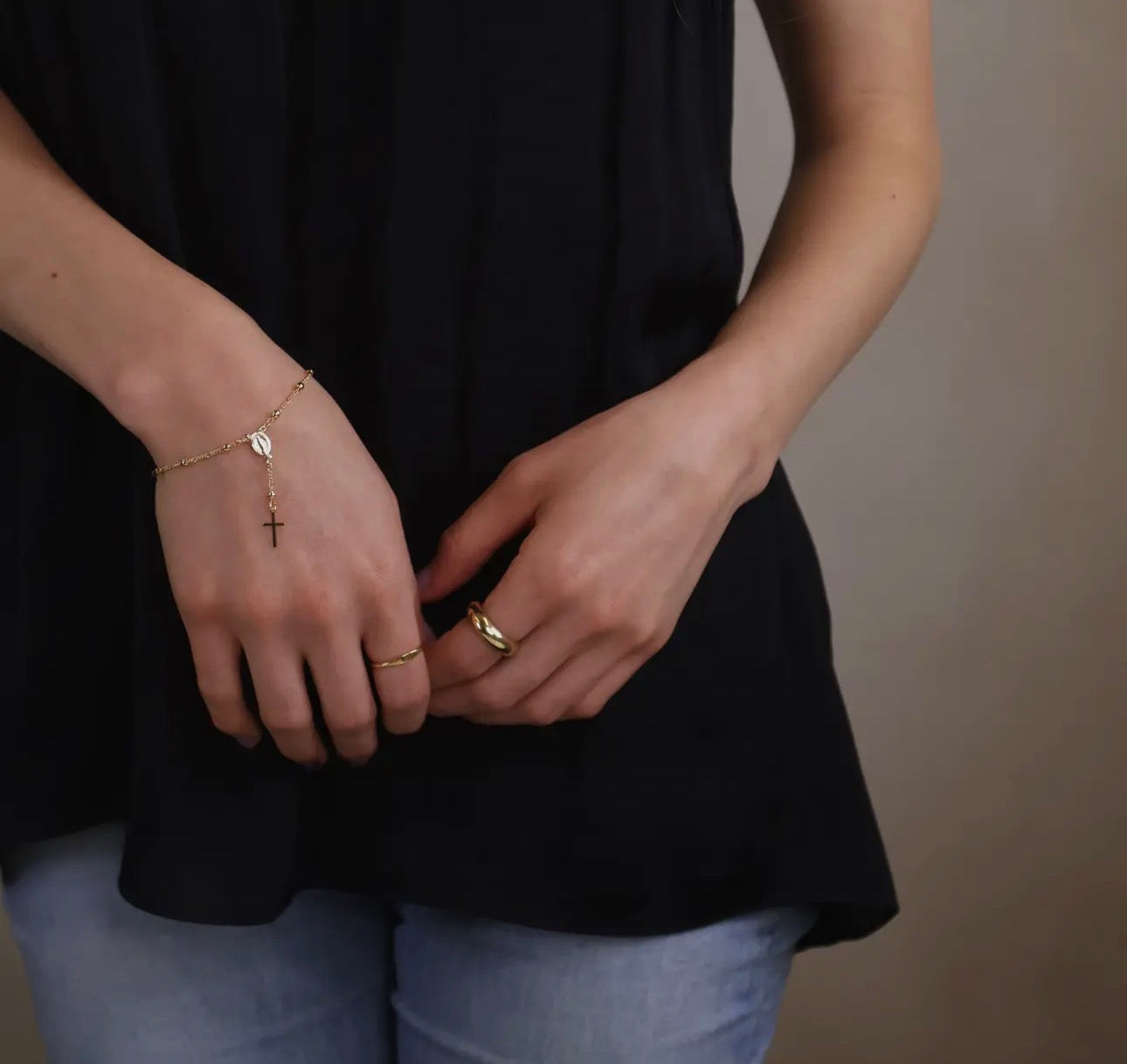 18k Gold Filled Figaro Rosary Bracelet