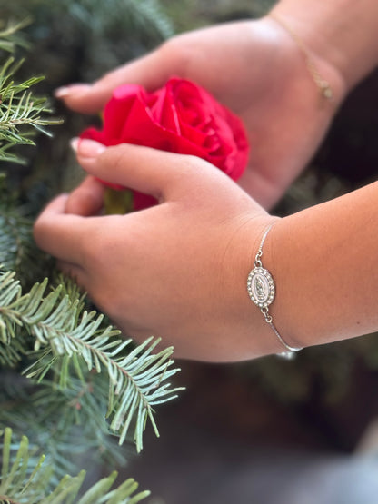 Adjustable Bracelet of Our Lady of Guadalupe with Sparkling Crystals