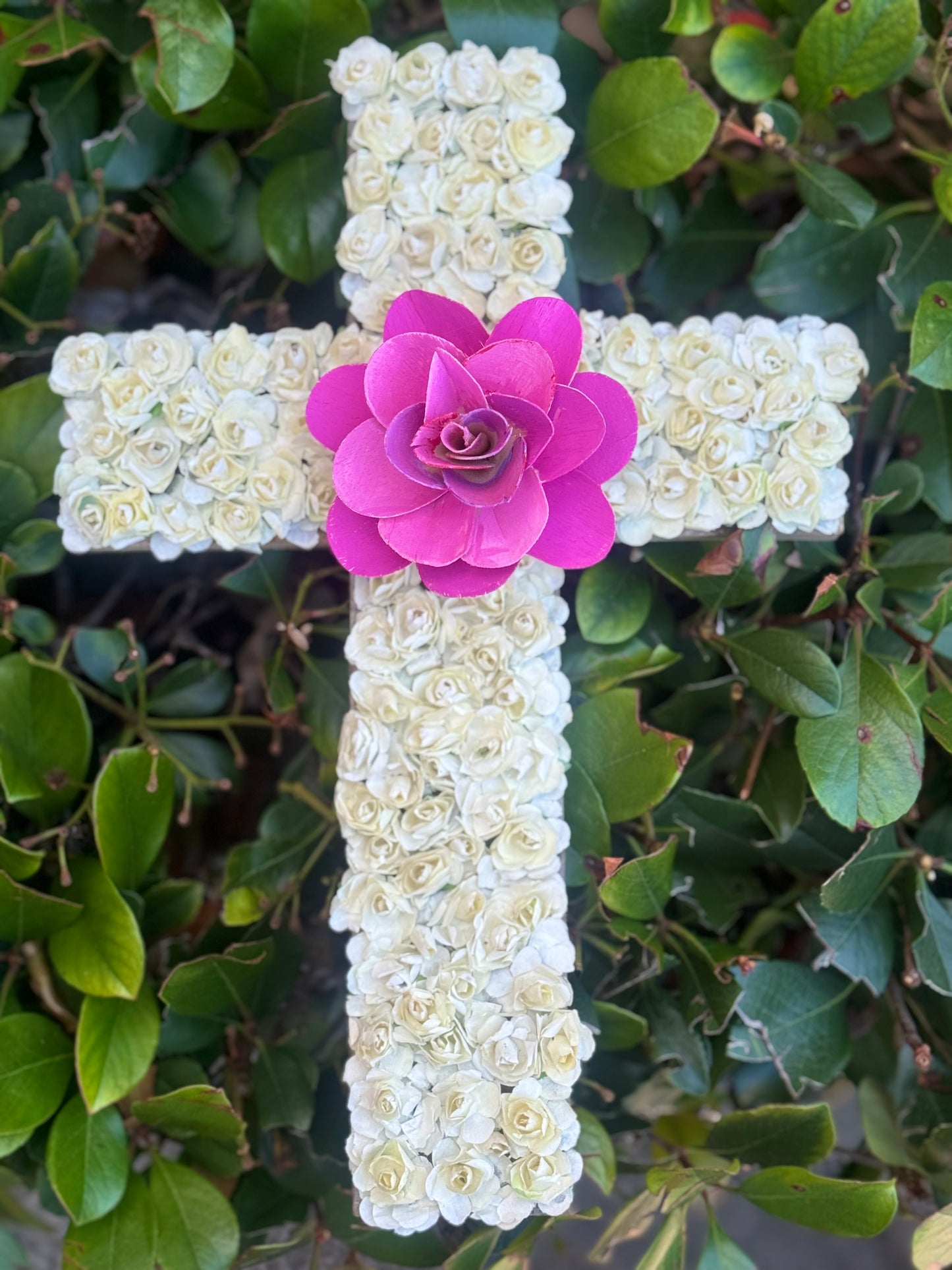 Pink & White Rose Floral Cross Made In The USA