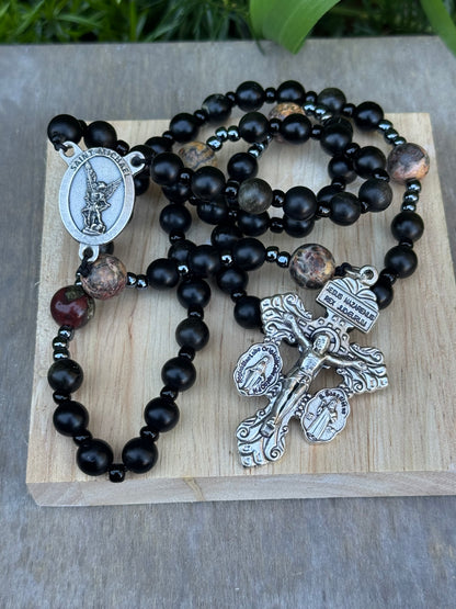 Saint Michael Corded Rosary with Pardon Crucifix Handmade in The USA
