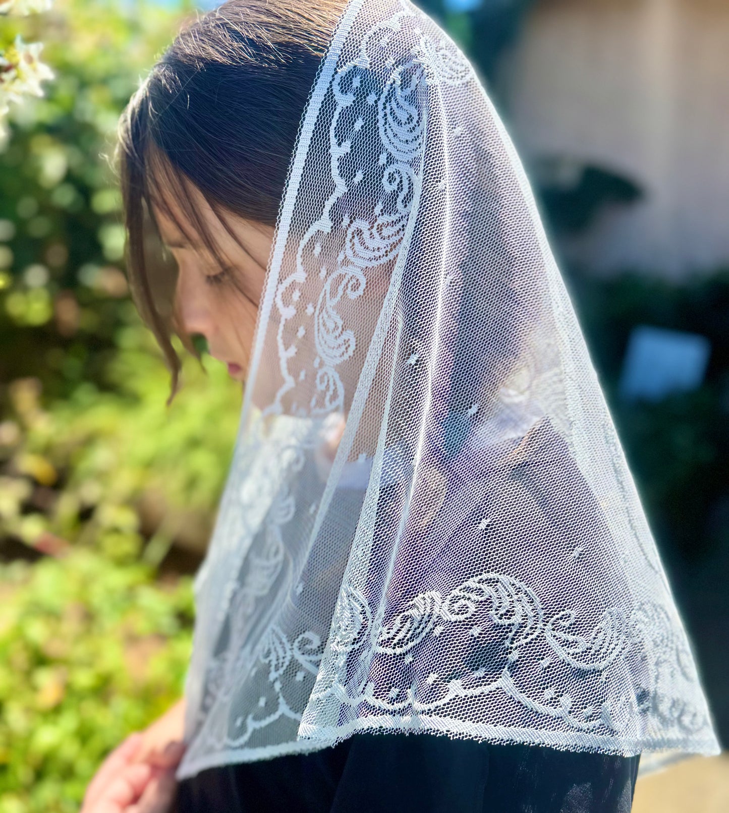 Chapel Veil with Blessed Mother Tradition Mantilla Veil