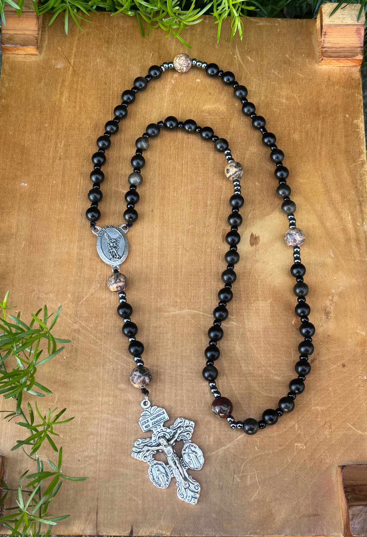 Saint Michael Corded Rosary with Pardon Crucifix Handmade in The USA