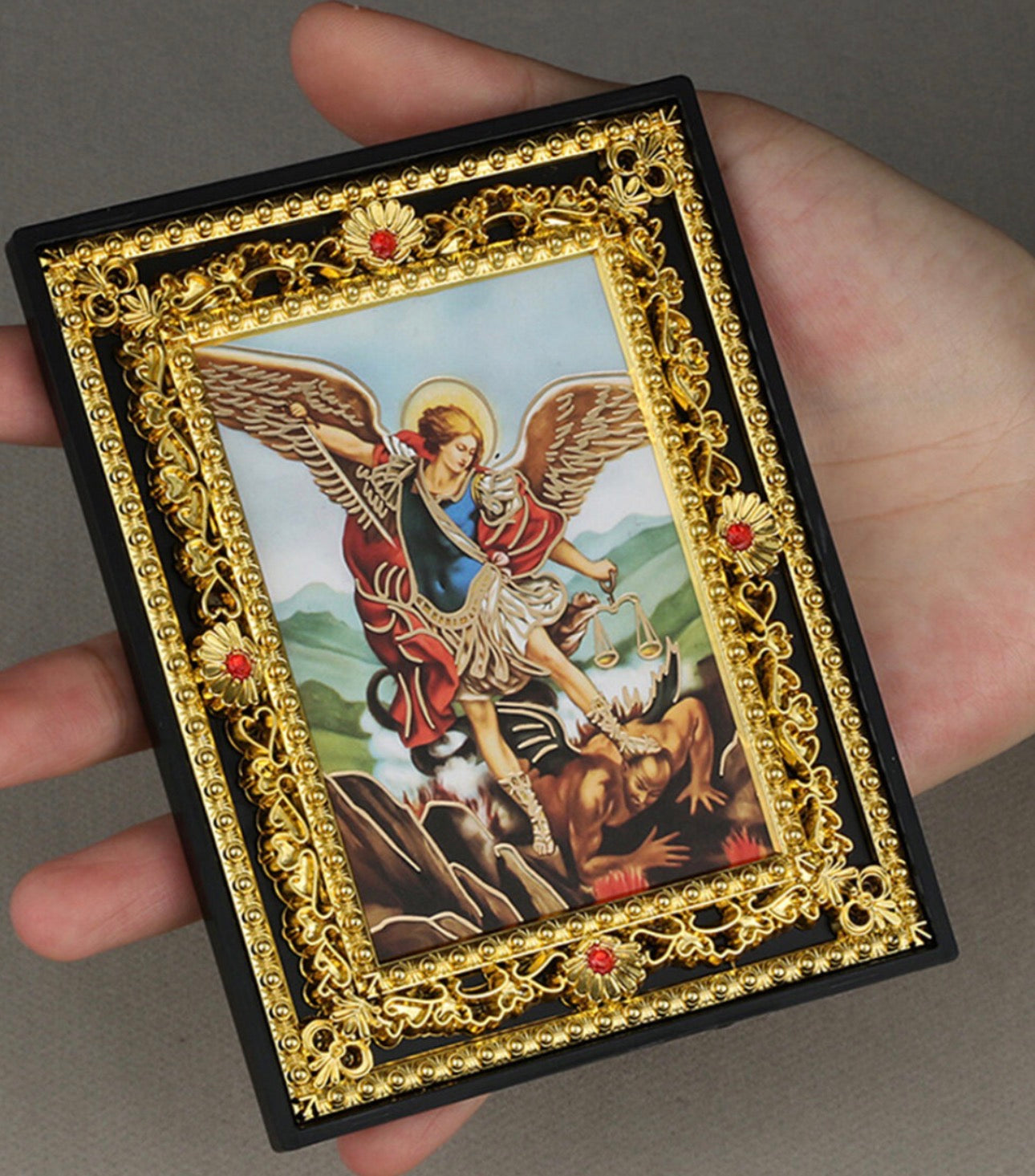 Icon Saint Michael Ornate Jeweled Standing Plaque