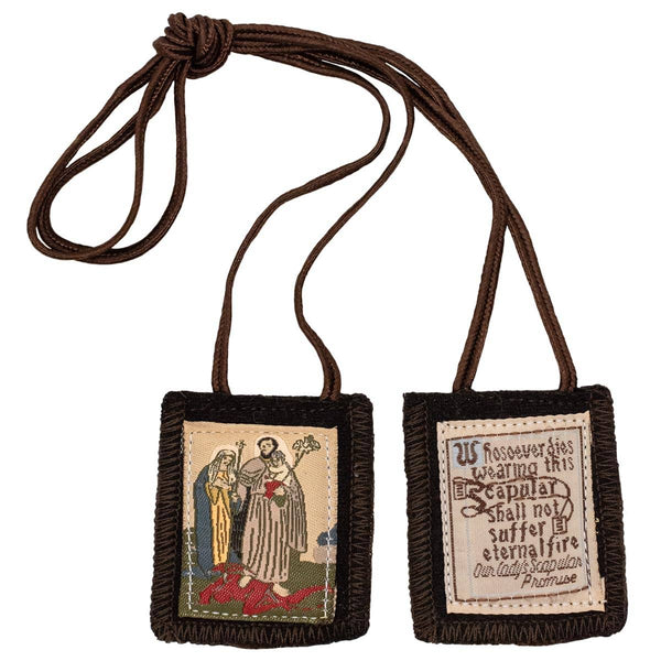 100% Wool Holy Family Brown Scapular Made In Italy