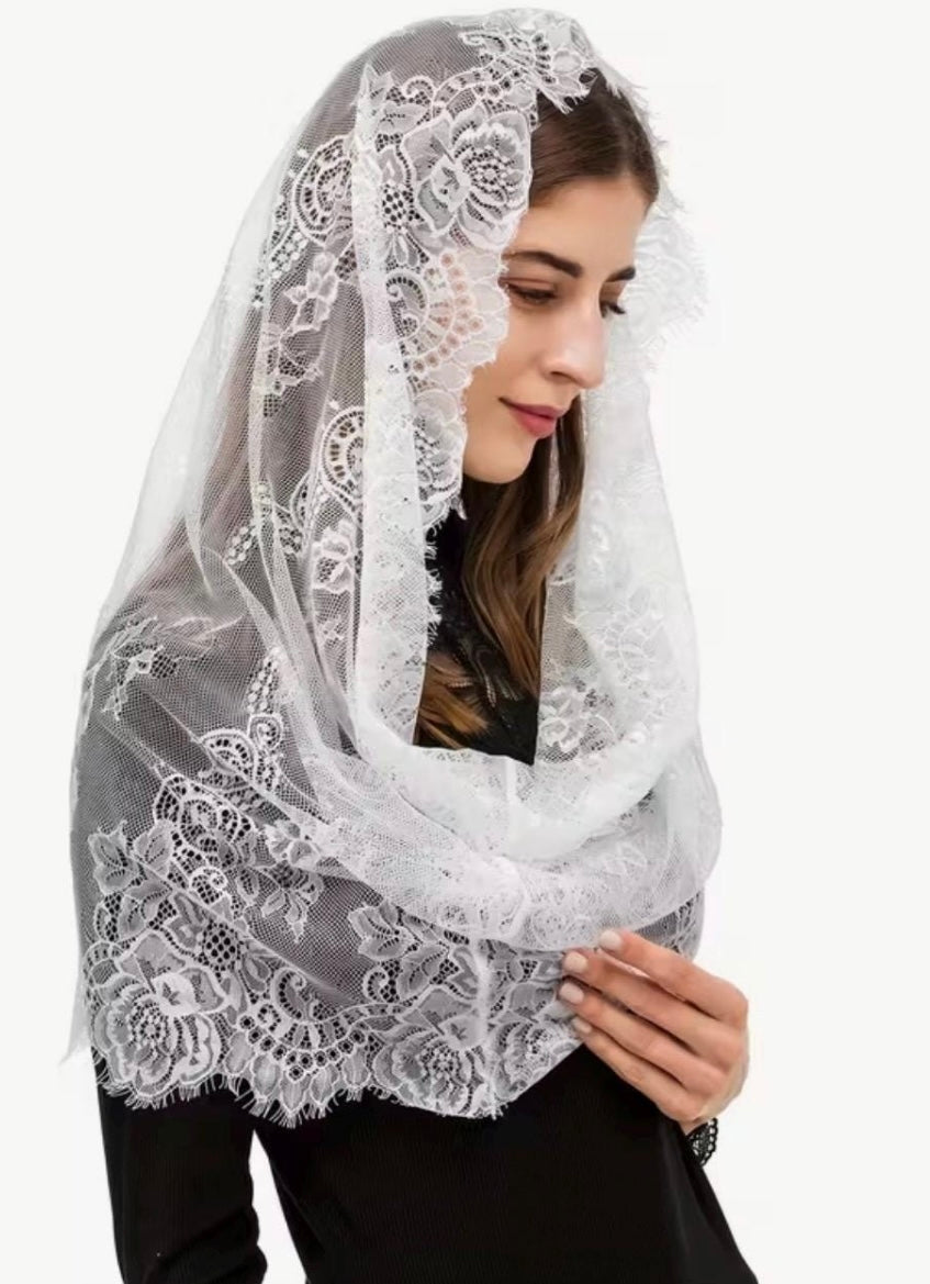 Elegant Veil Vintage Styled Mantilla Church Veil