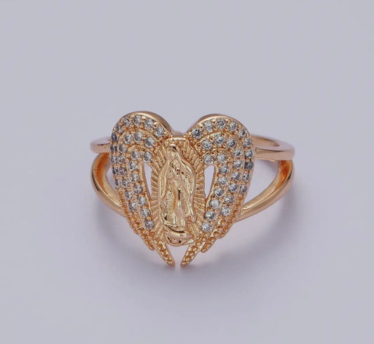 Gold Plated Our Lady of Guadalupe Ring Adjustable Virgen de Guadalupe