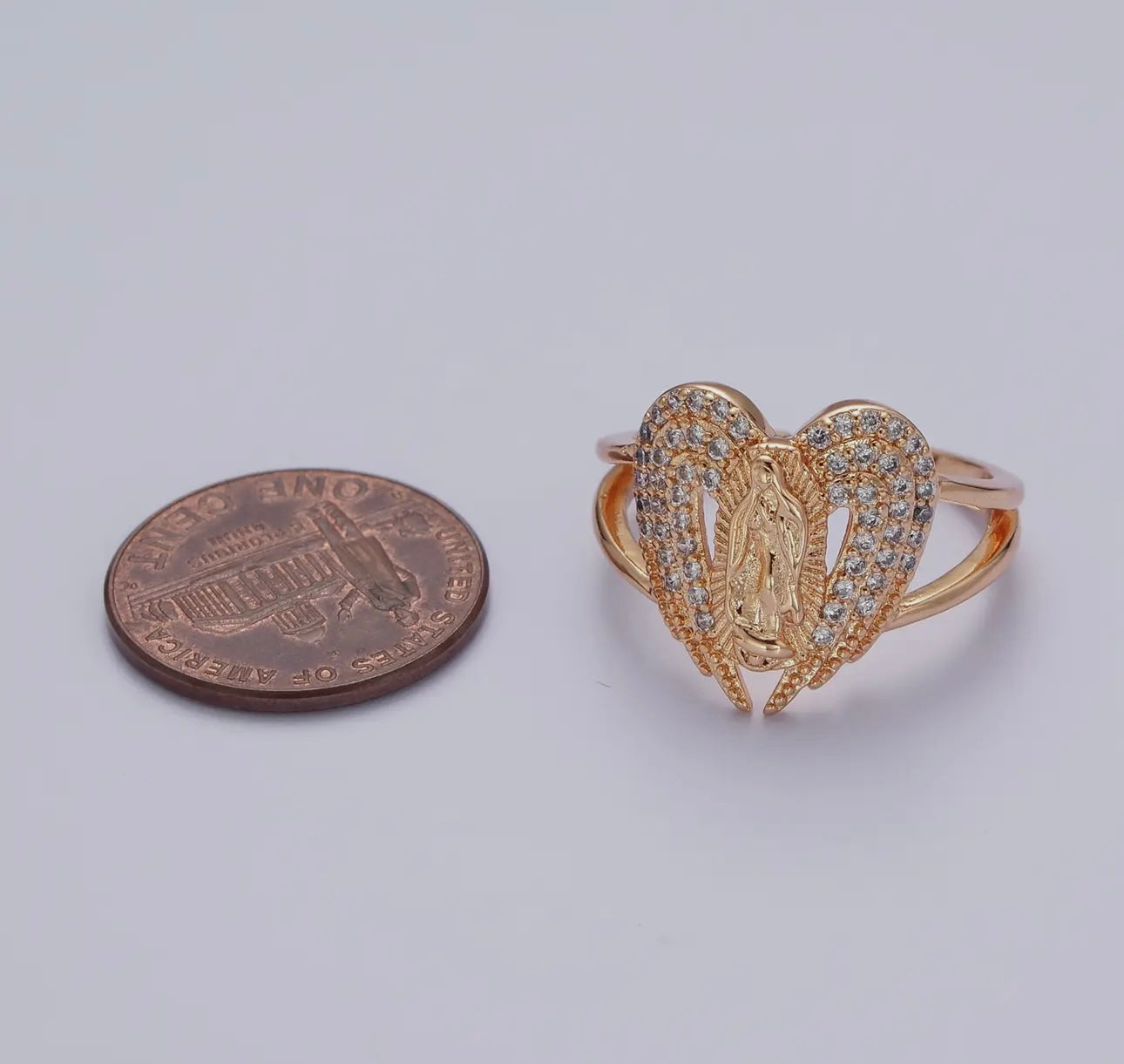 Gold Plated Our Lady of Guadalupe Ring Adjustable Virgen de Guadalupe