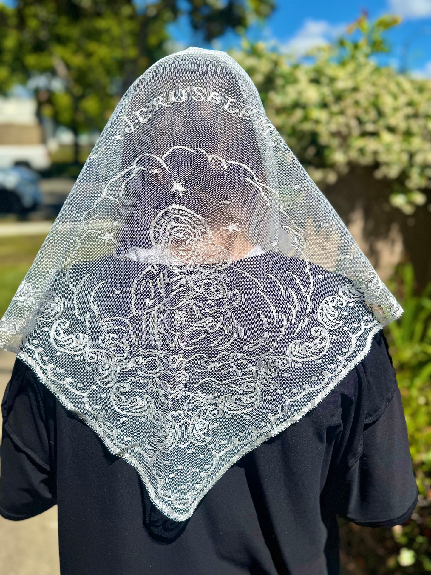 Chapel Veil with Blessed Mother Tradition Mantilla Veil