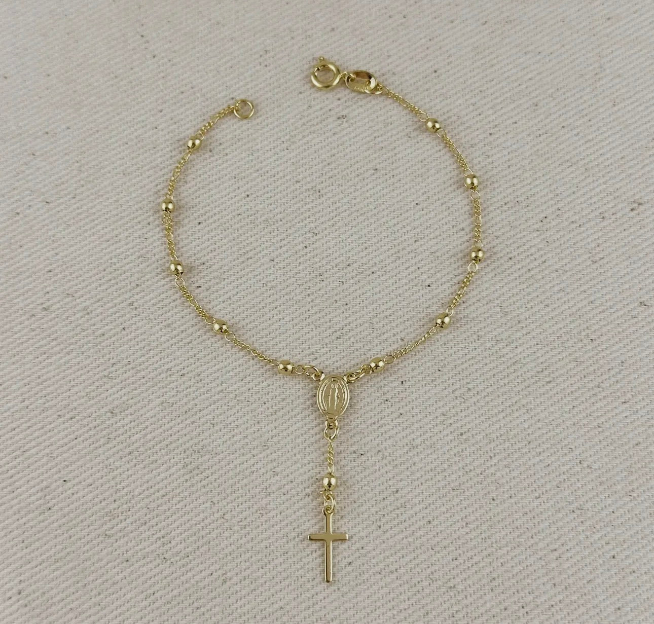 18k Gold Filled Figaro Rosary Bracelet