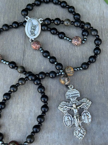 Saint Michael Corded Rosary with Pardon Crucifix Handmade in The USA
