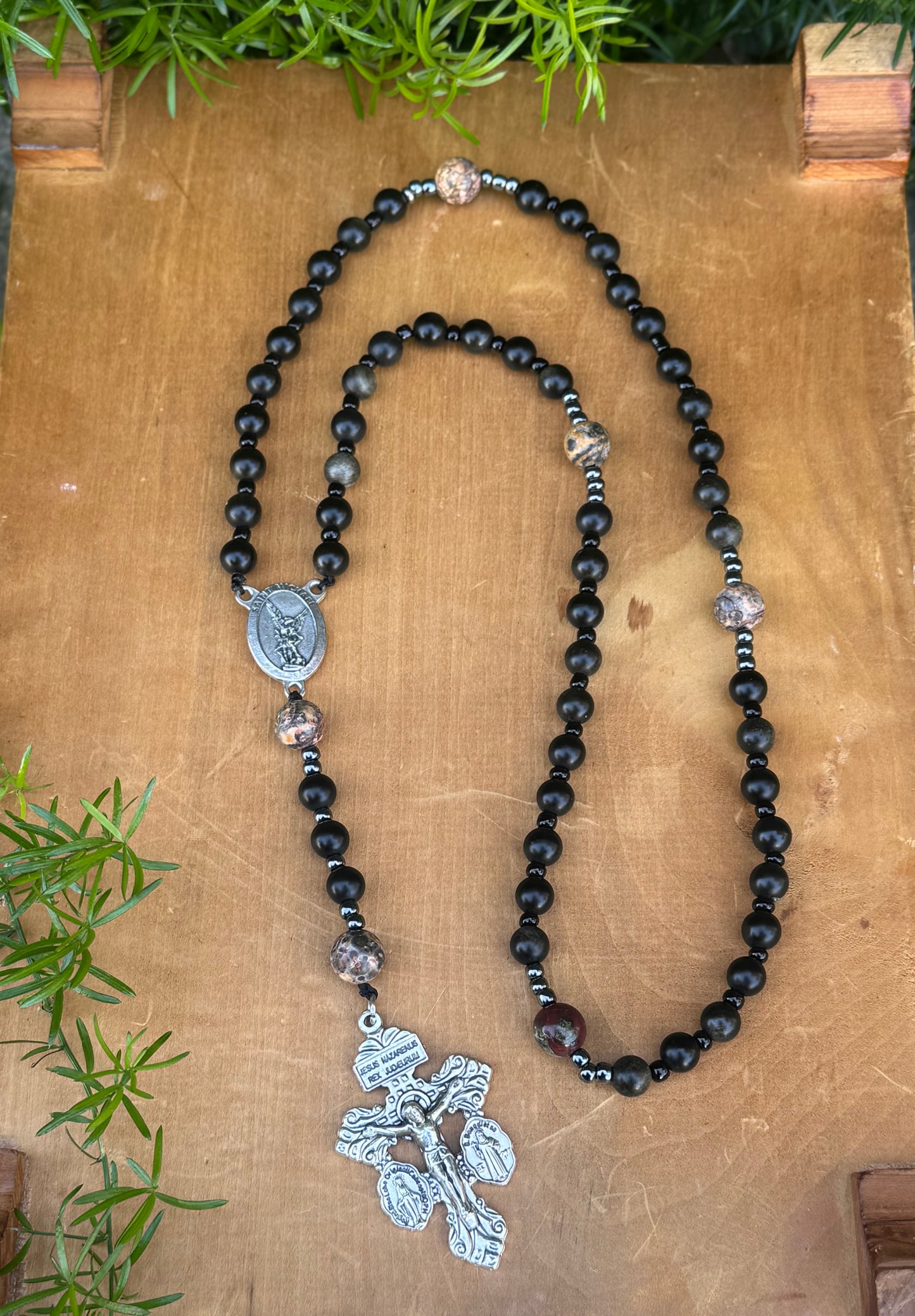 Saint Michael Corded Rosary with Pardon Crucifix Handmade in The USA