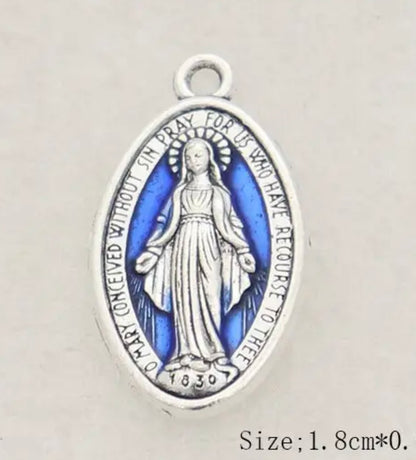 Miraculous Medal with Blue Enamel Small