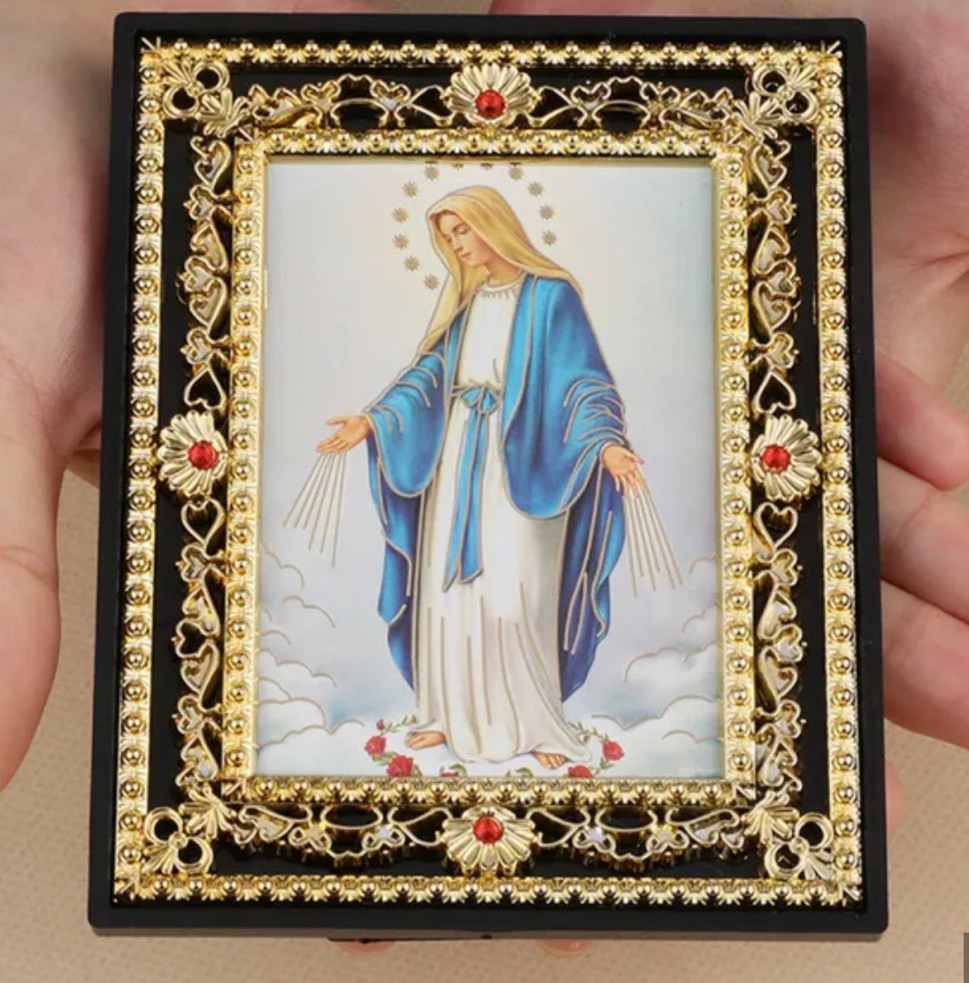 Icon Our Lady of Grace Standing Ornate Plaque