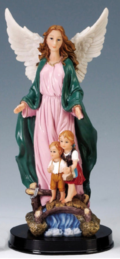 Guardian Angel Statue with Wooden Base