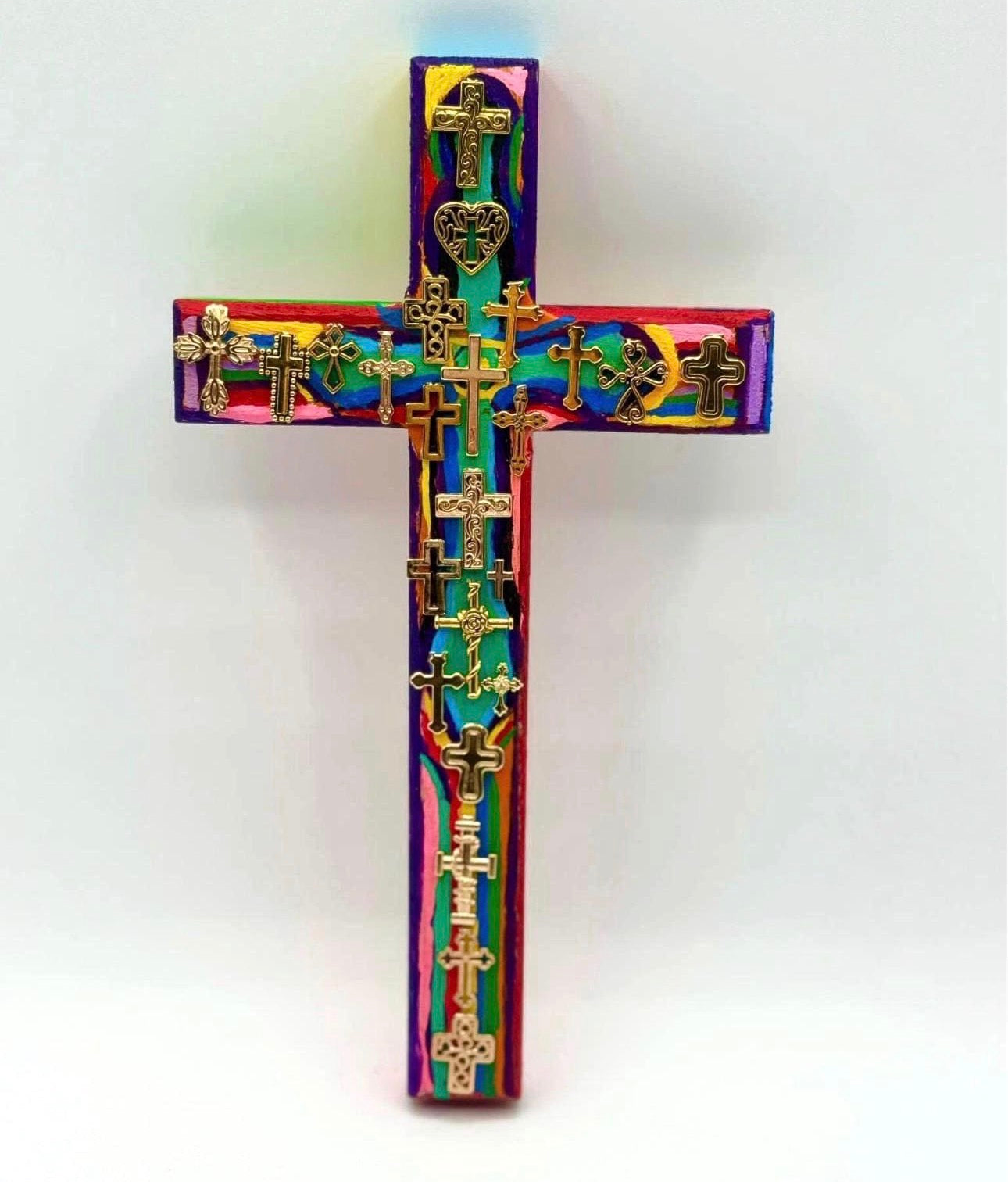 Hand Painted Colorful Multi Cross Wooden Wall Cross