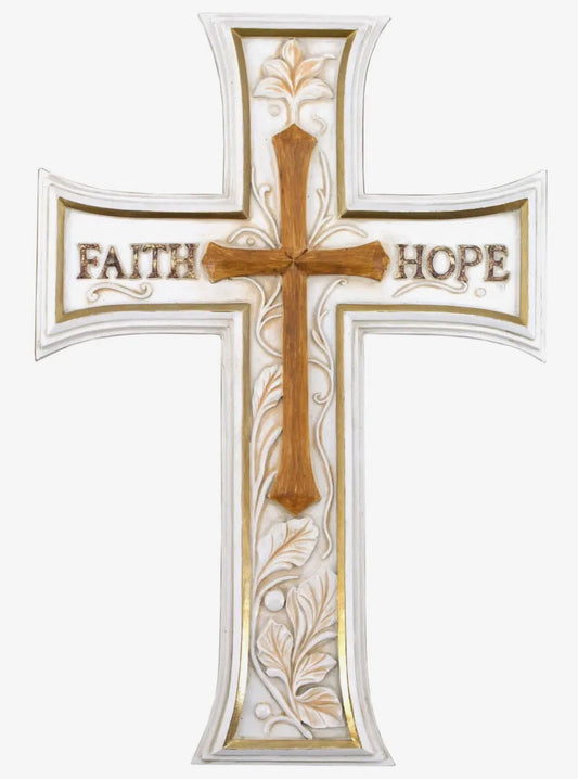 Faith Hope Wall Cross | Rustic Farmhouse Decor | Catholic Christian Gift | Religious Home Decor | Inspirational Wall Art |