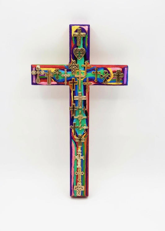 Hand Painted Colorful Multi Cross Wooden Wall Cross