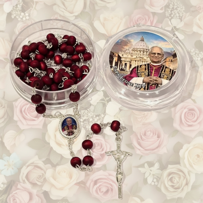 Pope Leo XIV Rose Scented Rosary with Case