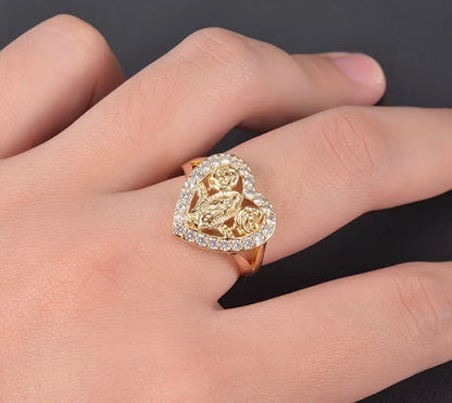 Crystal Guadalupe Heart Ring Size 8