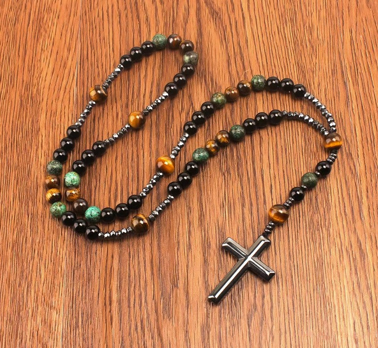 Natural Stone Turquoise and Tiger-eye Beads Rosary