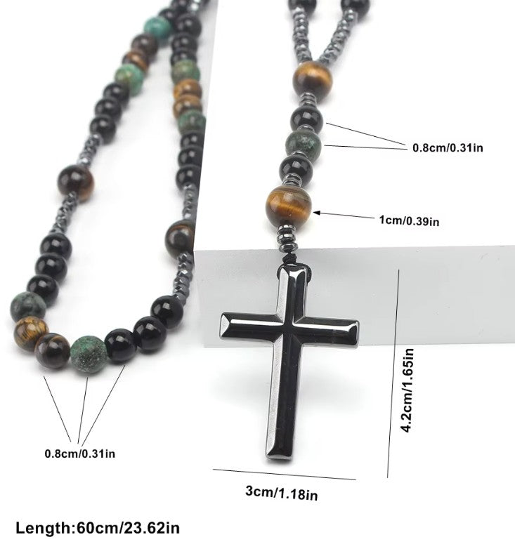 Natural Stone Turquoise and Tiger-eye Beads Rosary