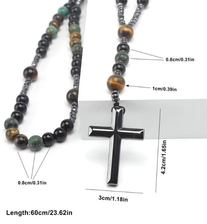 Natural Stone Turquoise and Tiger-eye Beads Rosary
