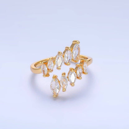 24K Gold Filled Marquise CZ Wrap Claw Ring | O551