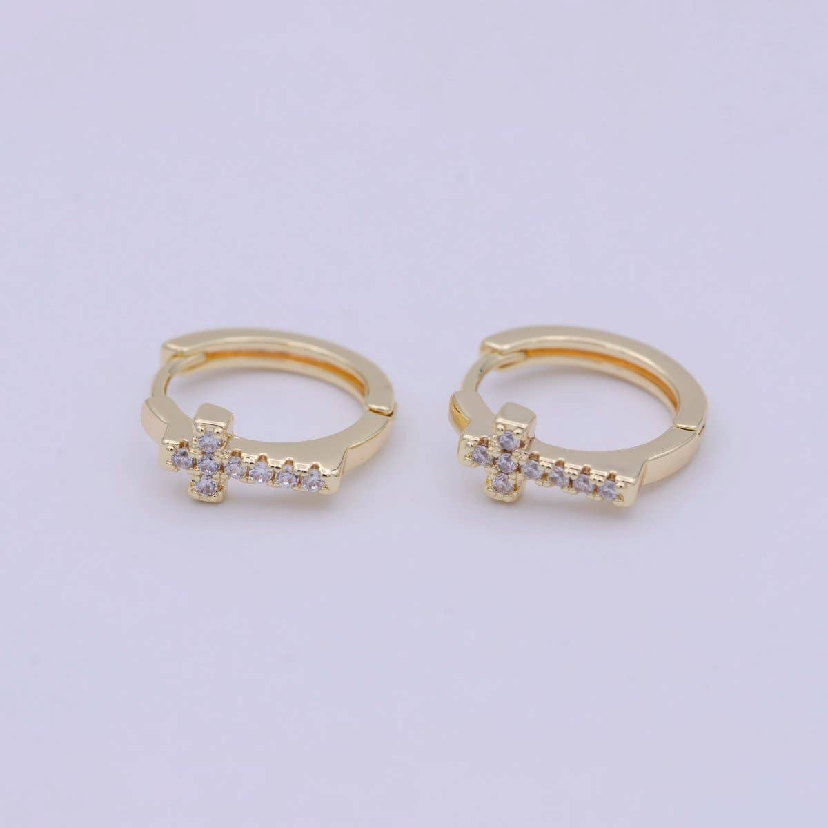 Minimalist Cross Gold Hoop Earring Religious Jewelry Wholesale Earring T-339