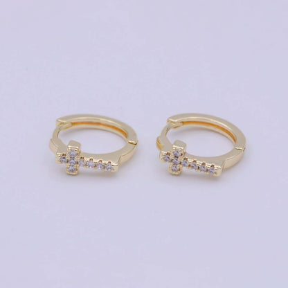 Minimalist Cross Gold Hoop Earring Religious Jewelry Wholesale Earring T-339