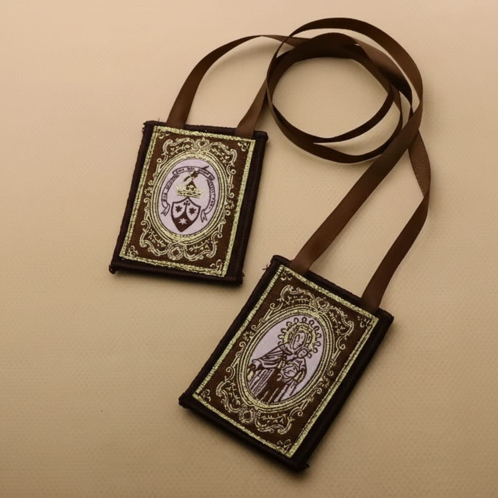 Our Lady of Mount Carmel Brown Wool Scapular - Professional